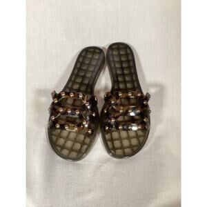 Vince Camuto Carron Women’s Size 9 Black & Gold Studded PVC Slide Sandals